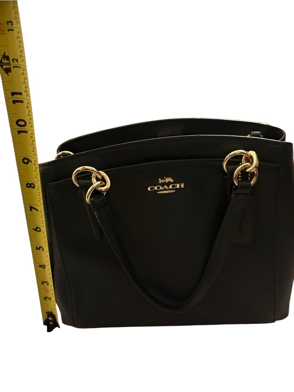 Coach Navy blue Leather Tote with Gold Accents - Picture 5 of 10